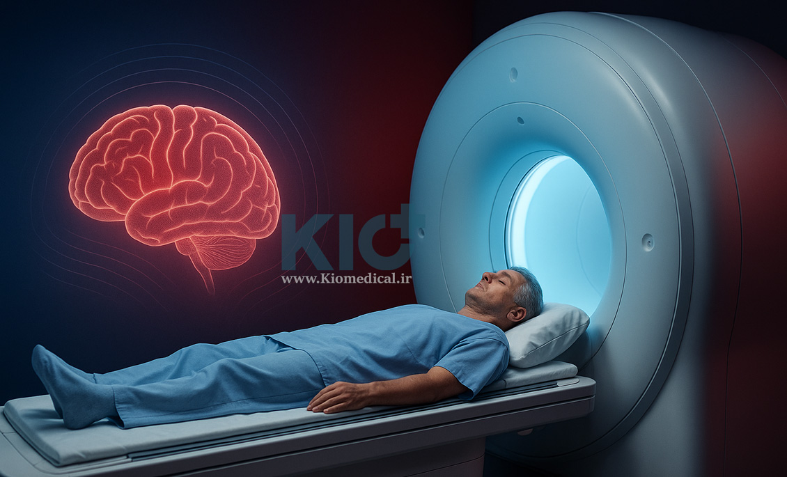 دستگاه ام آر آی در حال تصویربرداری از مغز انسان - KIO Medical
